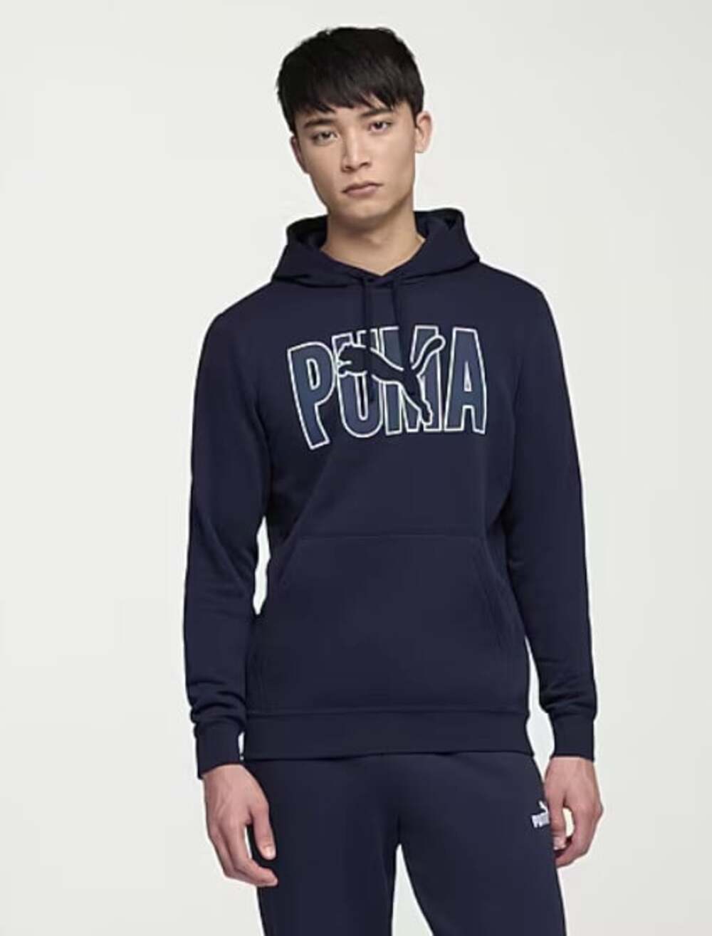 PUMA Men's Size Small Navy Blue Logo Graphic Pullover Sweatshirt Hoodie NWT